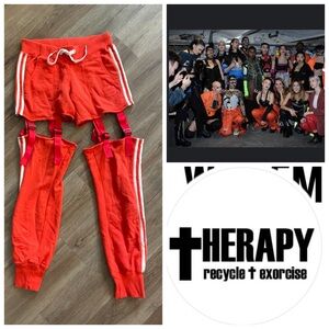 Adidas Therapy Recycle and Exorcise Sweatpants With Straps. Red